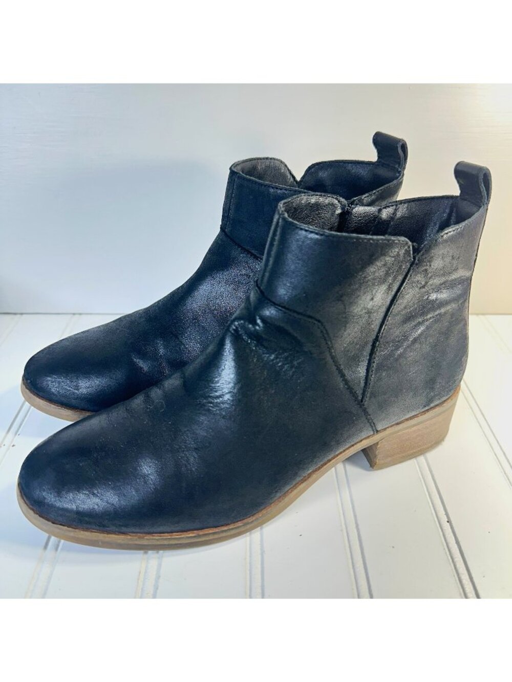 Lucky Brand LP-PRENMA Ankle Bootie Women’s 8.5 Black Leather Side Zip Boots